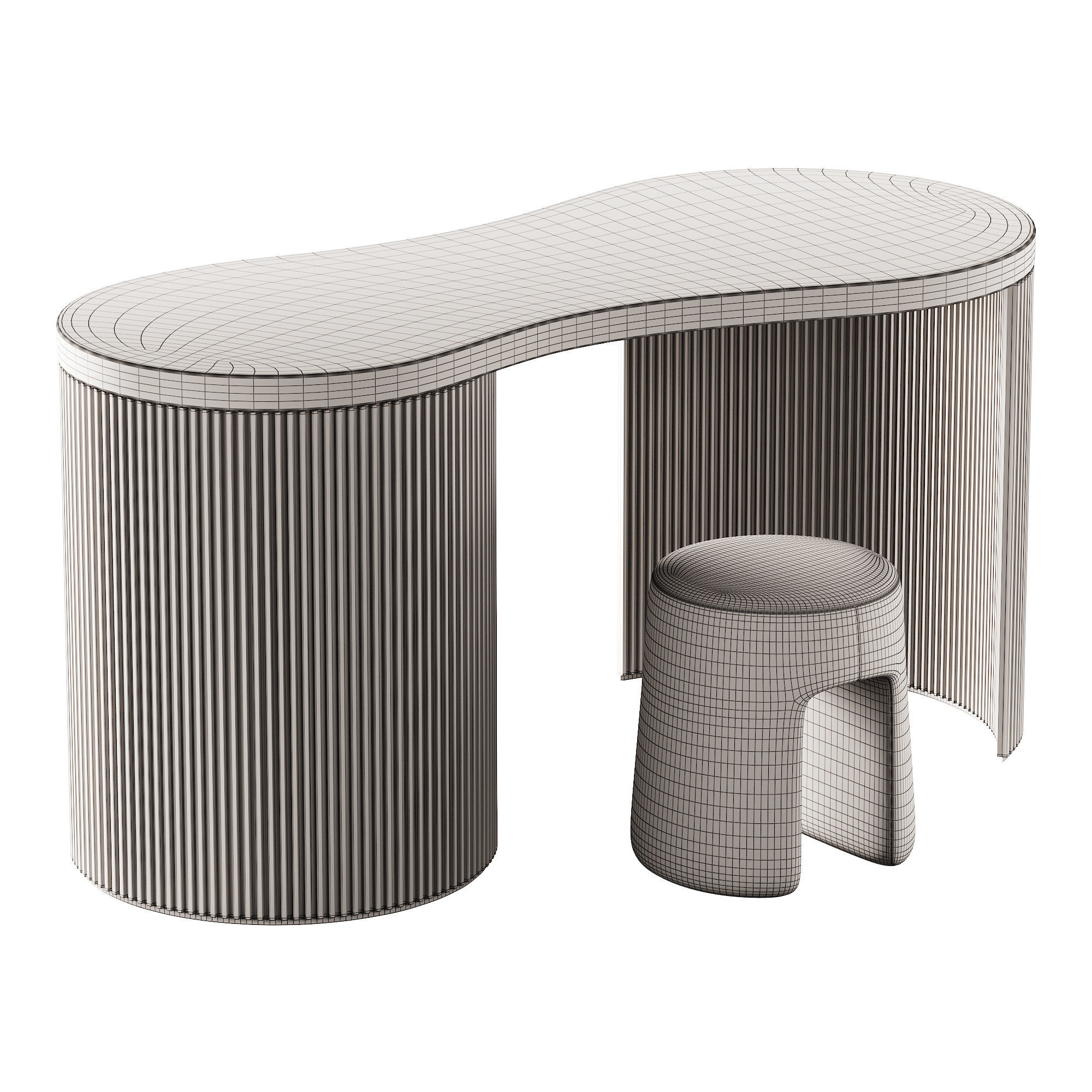 328 Vanity Desk 05 Lukka Desk and Fredericia Sequoia Pouf 3D model_6