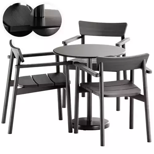 Pevero Chair by Unopiu and Linear Steel Cafe Table by Muuto