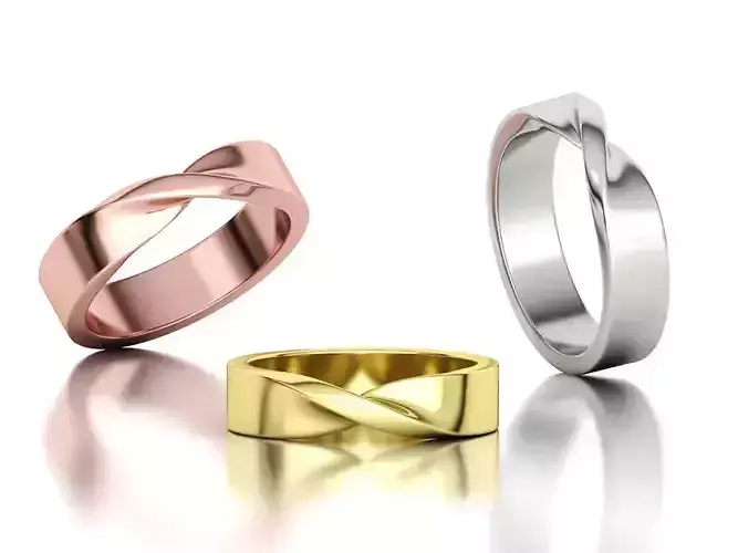 Mobius Wedding band 5mm wide ring 3dmodel  3D print model