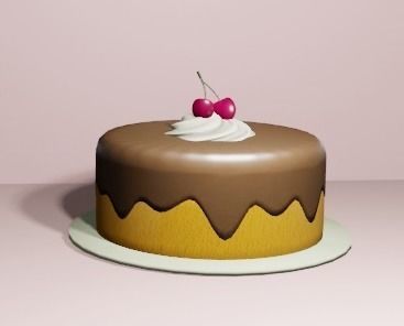 Cherry Chocolate Cake Low-poly 3D model_1