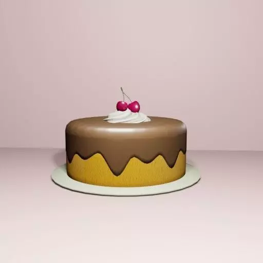 Cherry Chocolate Cake Low-poly 3D model_0