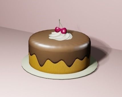 Cherry Chocolate Cake Low-poly 3D model_2