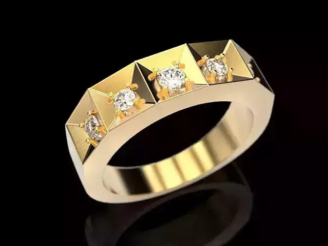 ring with 5 stones  3D print model