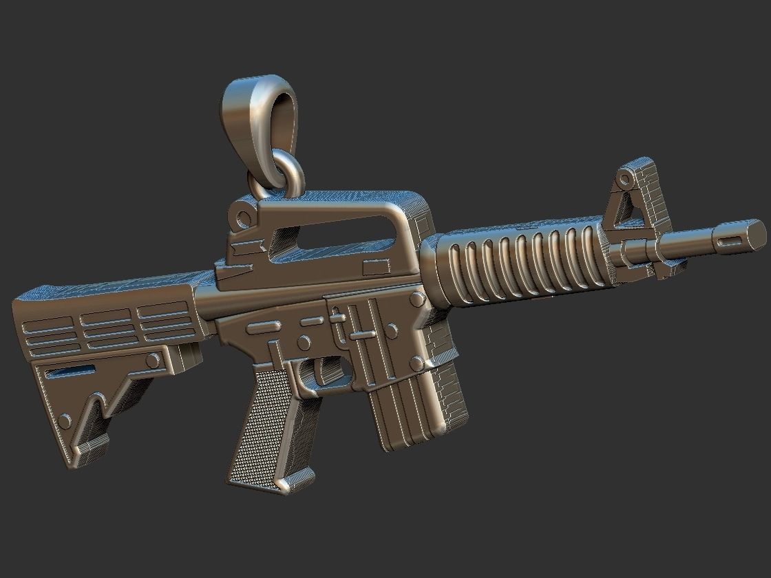 Machine Gun - AR 15 - Metralhadora Pendant 3D print model_1