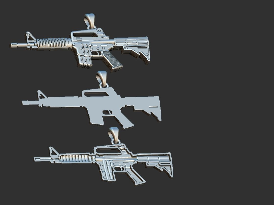 Machine Gun - AR 15 - Metralhadora Pendant 3D print model_7
