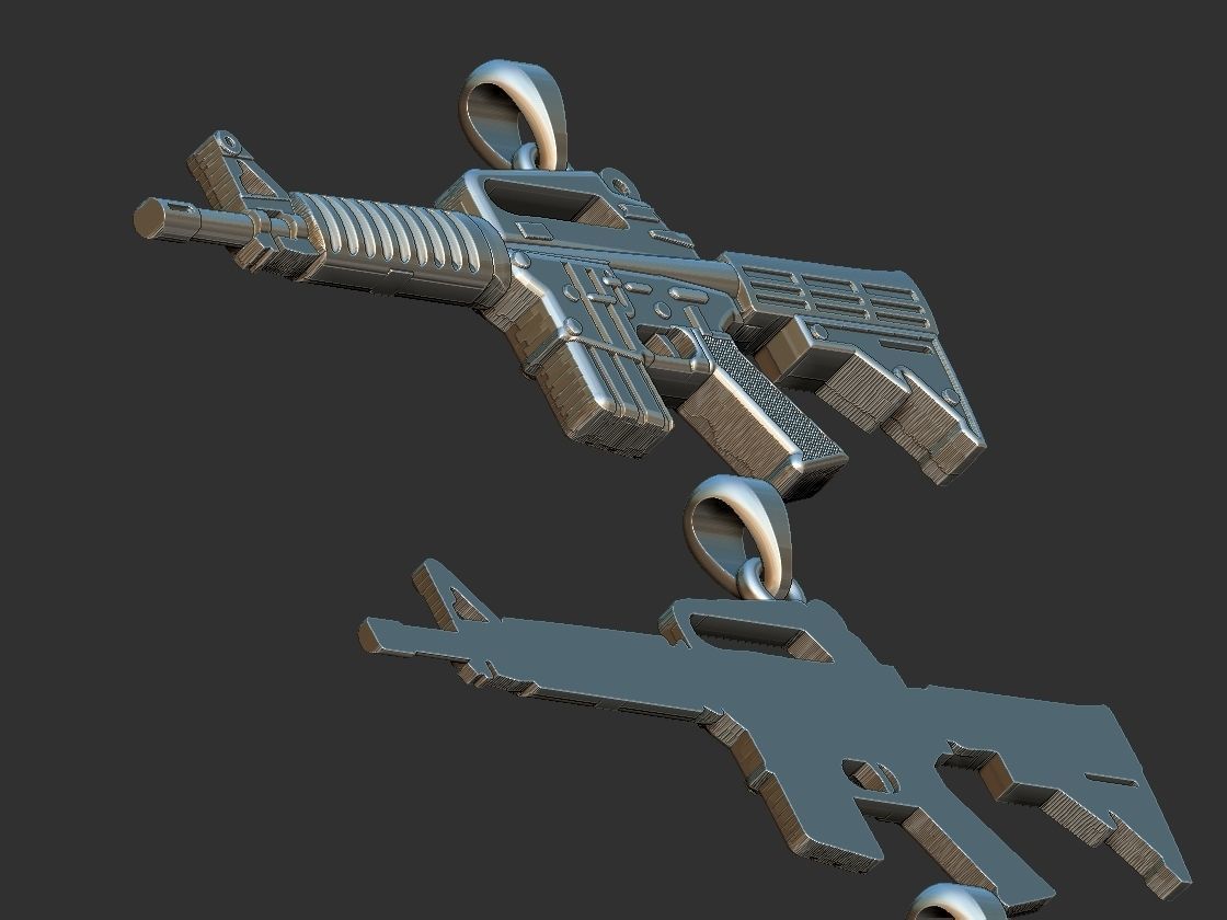 Machine Gun - AR 15 - Metralhadora Pendant 3D print model_9