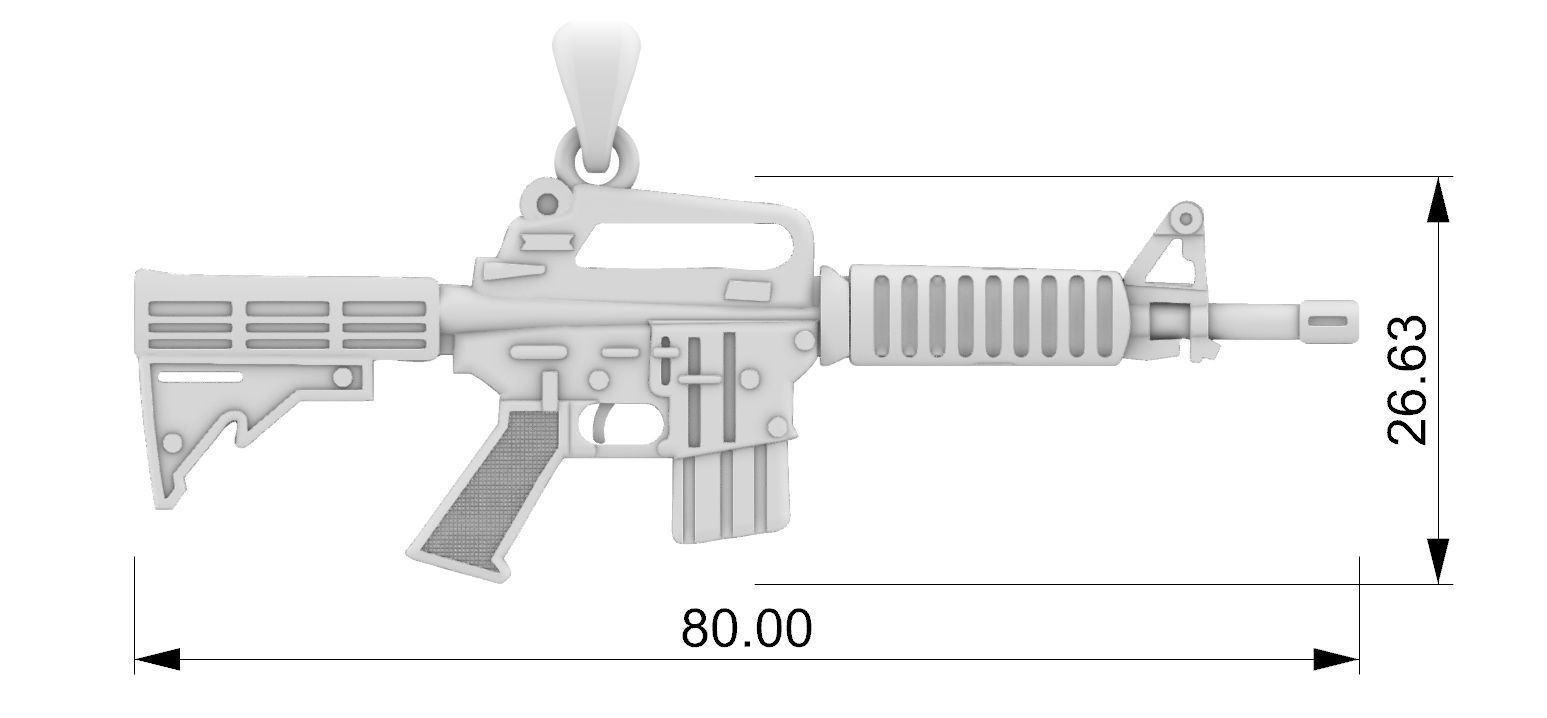 Machine Gun - AR 15 - Metralhadora Pendant 3D print model_6