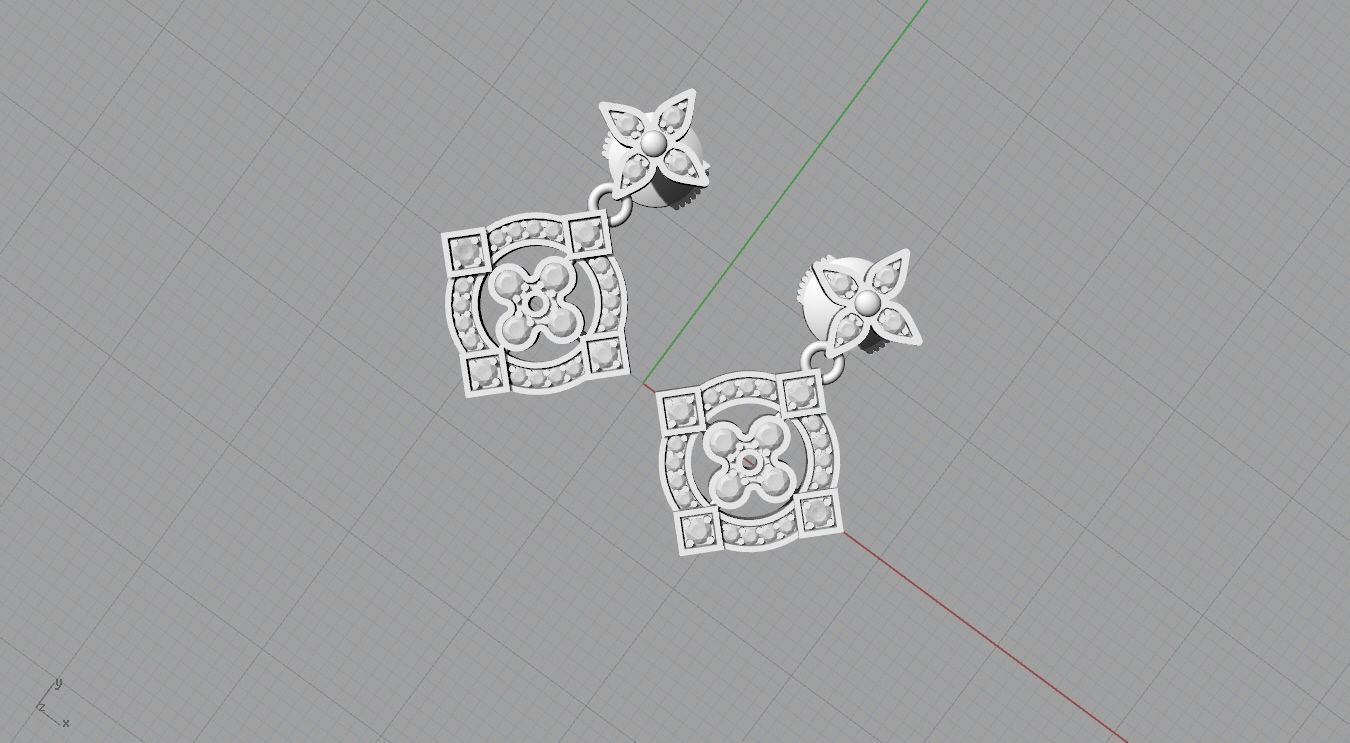 Louis Vuitton Earring 3D print model_10