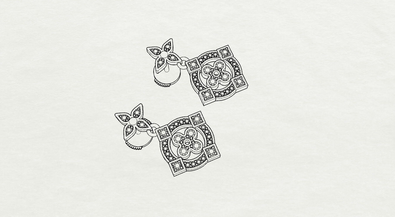 Louis Vuitton Earring 3D print model_13