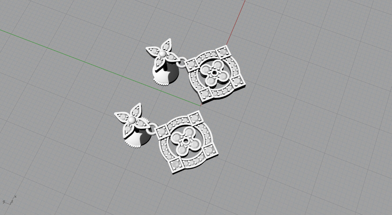 Louis Vuitton Earring 3D print model_12