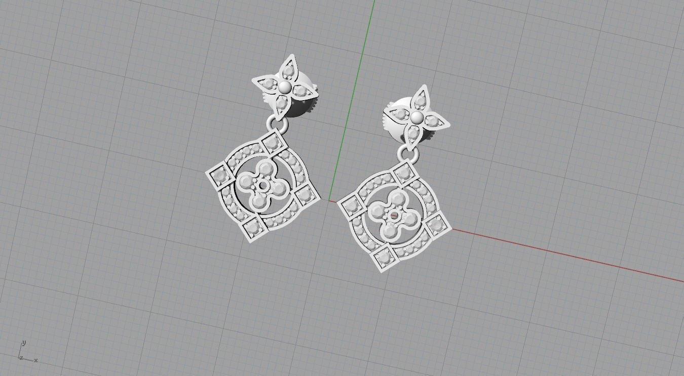Louis Vuitton Earring 3D print model_5