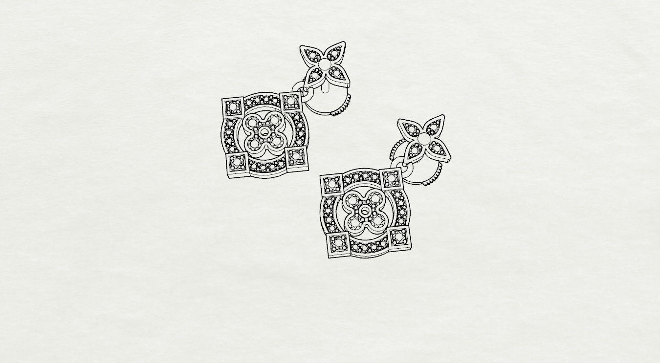 Louis Vuitton Earring 3D print model_14