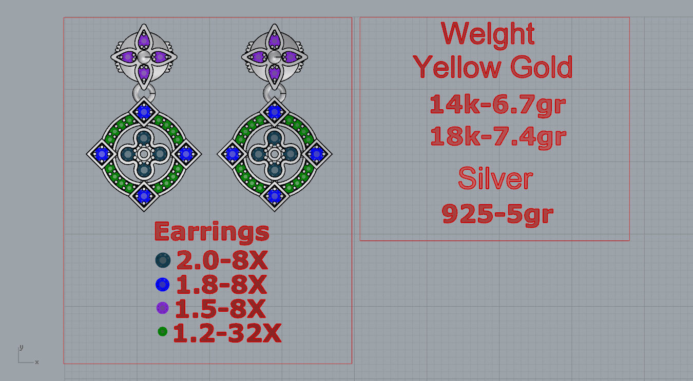 Louis Vuitton Earring 3D print model_3