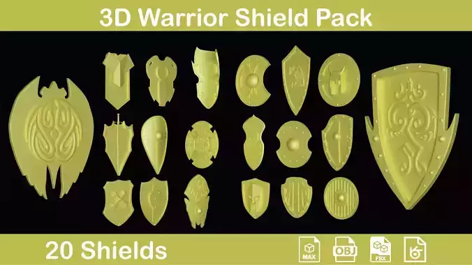 3D Warrior Shield Pack 3D model