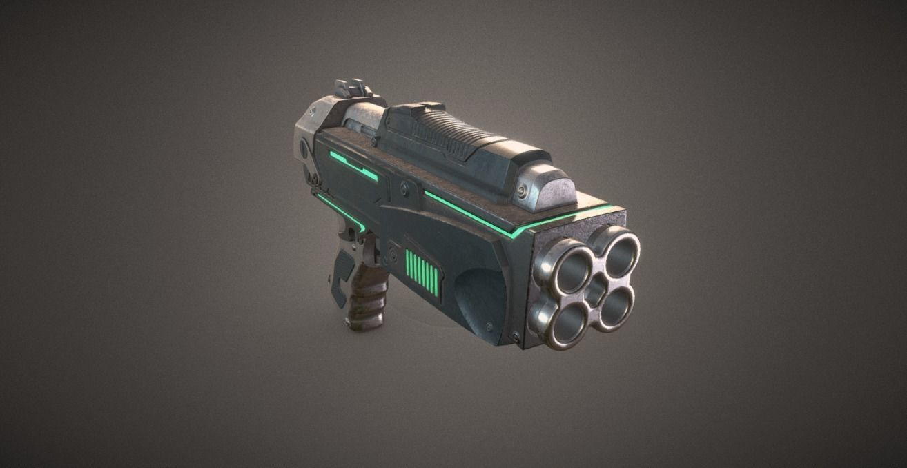 Gun 0064 Low-poly 3D model_2
