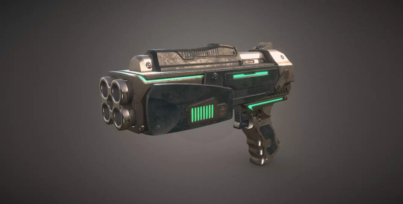 Gun 0064 Low-poly 3D model_0