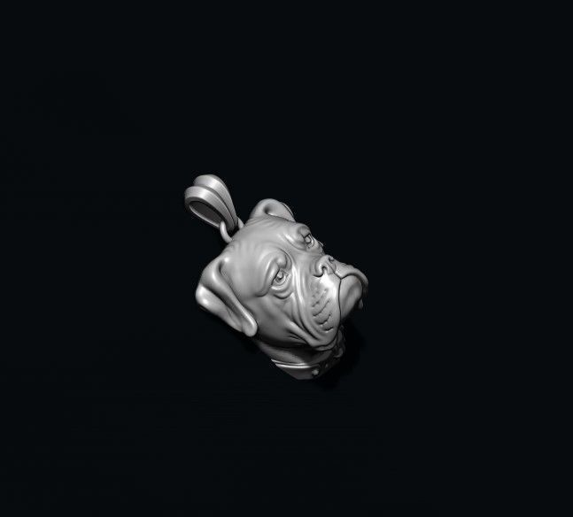 Boxer head dog pendant 3D print model_4
