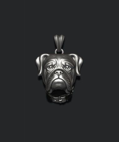 Boxer head dog pendant 3D print model_1