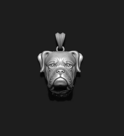 Boxer head dog pendant 3D print model_0