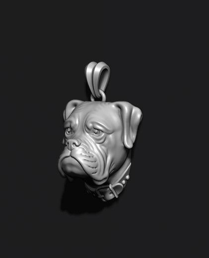Boxer head dog pendant 3D print model_3