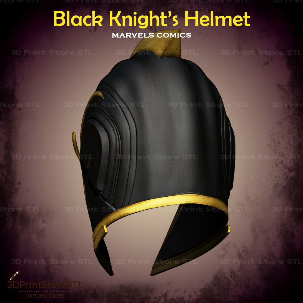 Black Knight Helmet Cosplay Marvel Comics - STL File 3D print model_3