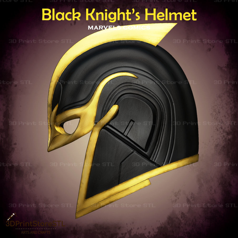 Black Knight Helmet Cosplay Marvel Comics - STL File 3D print model_2