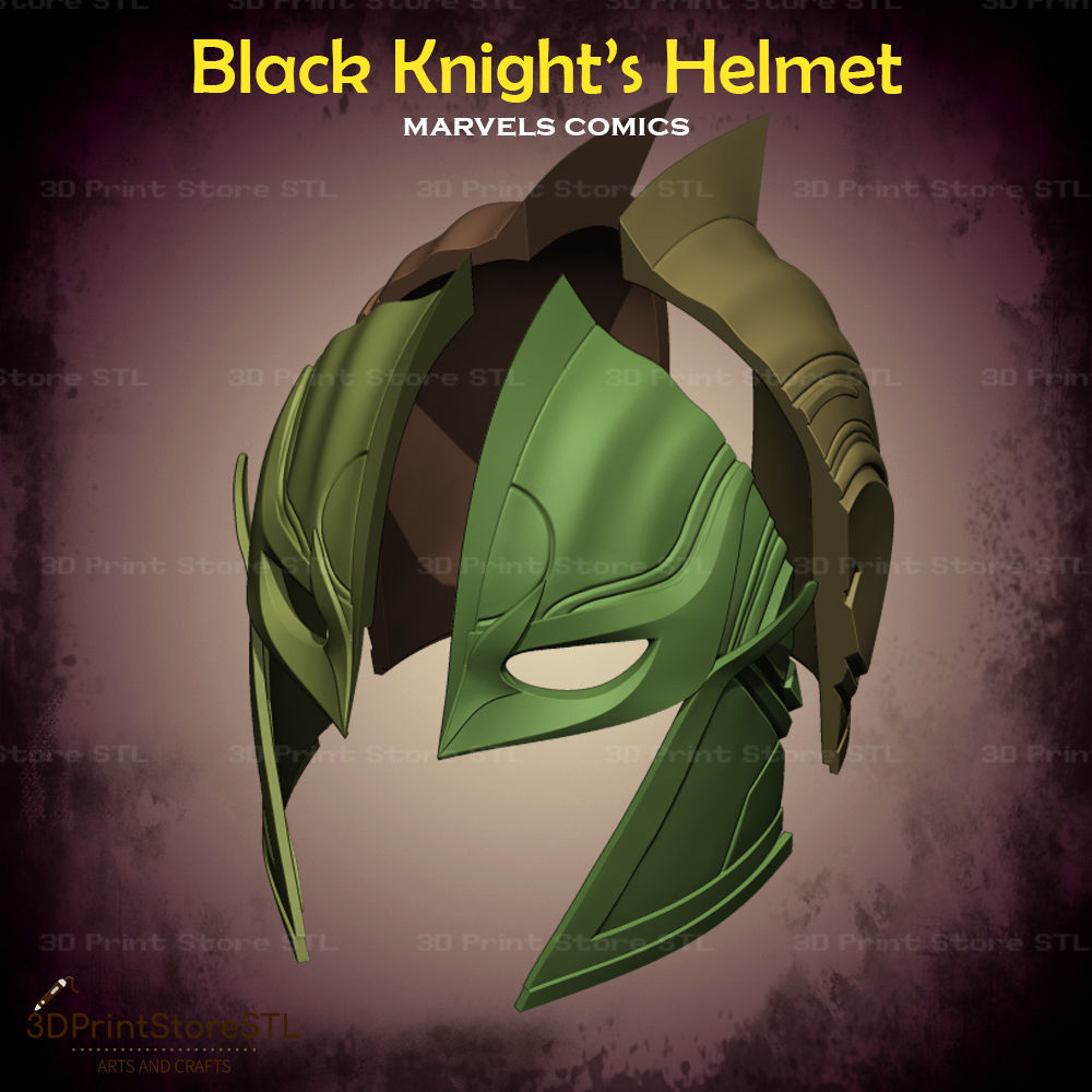 Black Knight Helmet Cosplay Marvel Comics - STL File 3D print model_5
