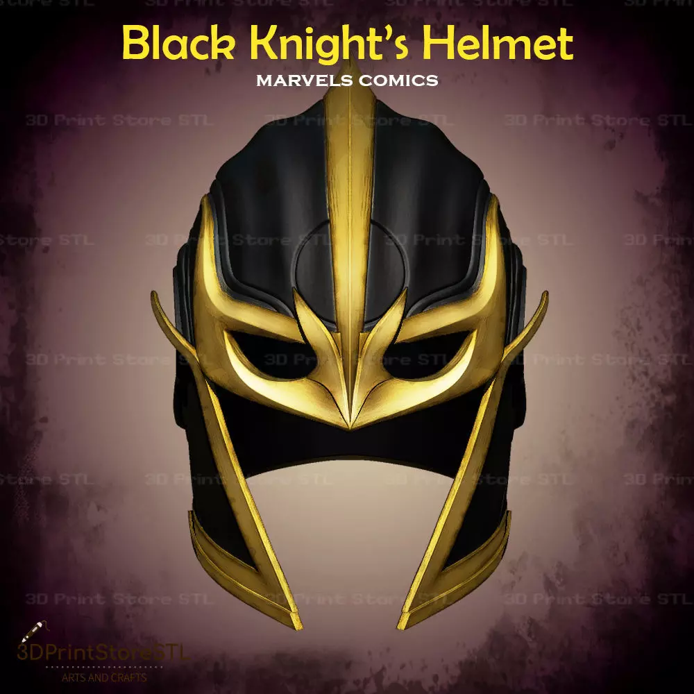 Black Knight Helmet Cosplay Marvel Comics - STL File 3D print model_0