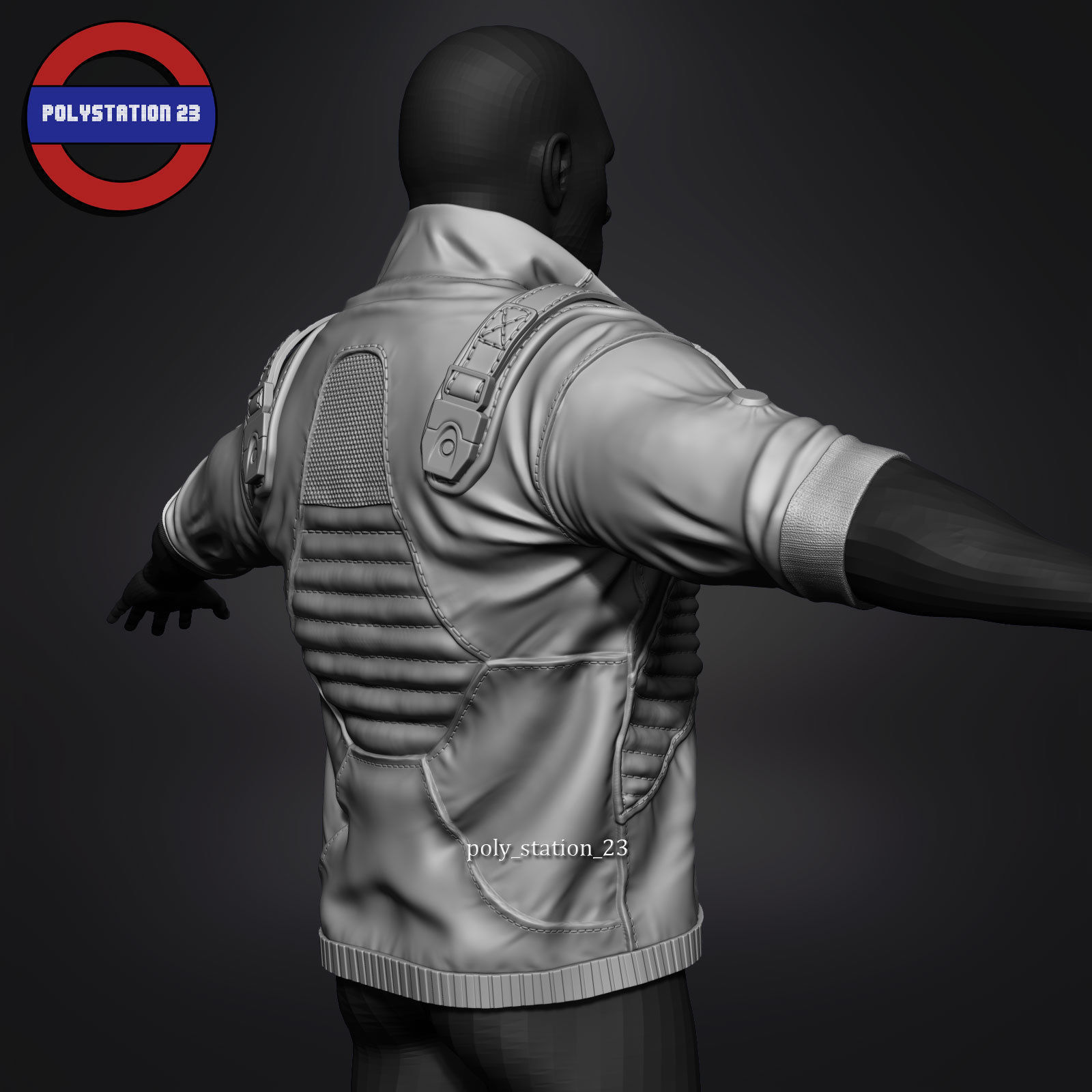 sci fi jacket v1 zbrush highpoly sculpt 3D model_5