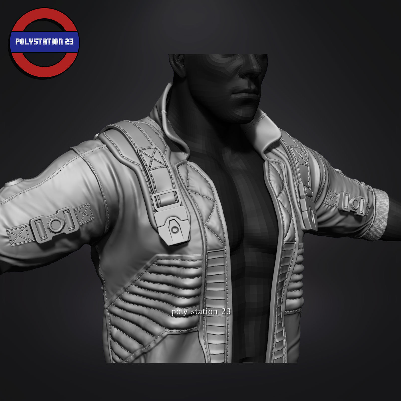 sci fi jacket v1 zbrush highpoly sculpt 3D model_8