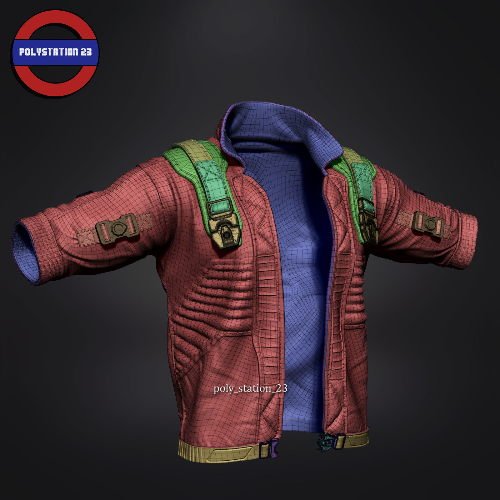 sci fi jacket v1 zbrush highpoly sculpt 3D model_9