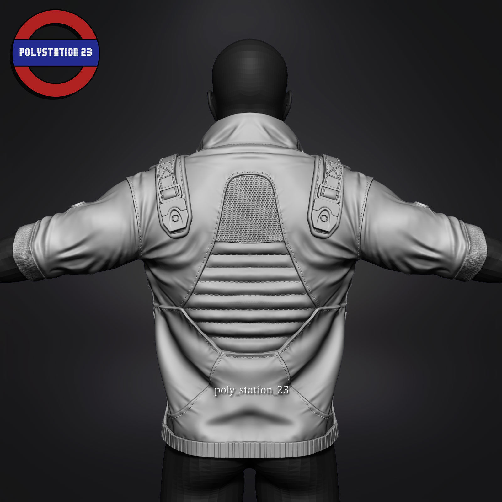 sci fi jacket v1 zbrush highpoly sculpt 3D model_4