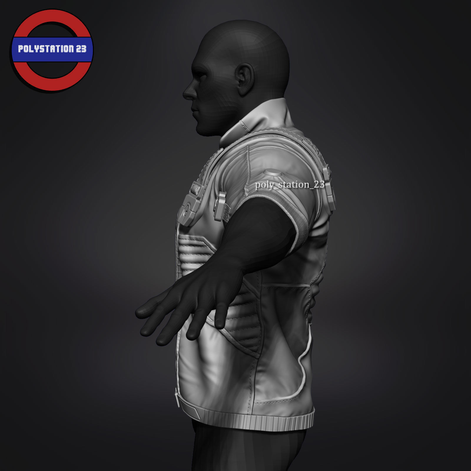 sci fi jacket v1 zbrush highpoly sculpt 3D model_2