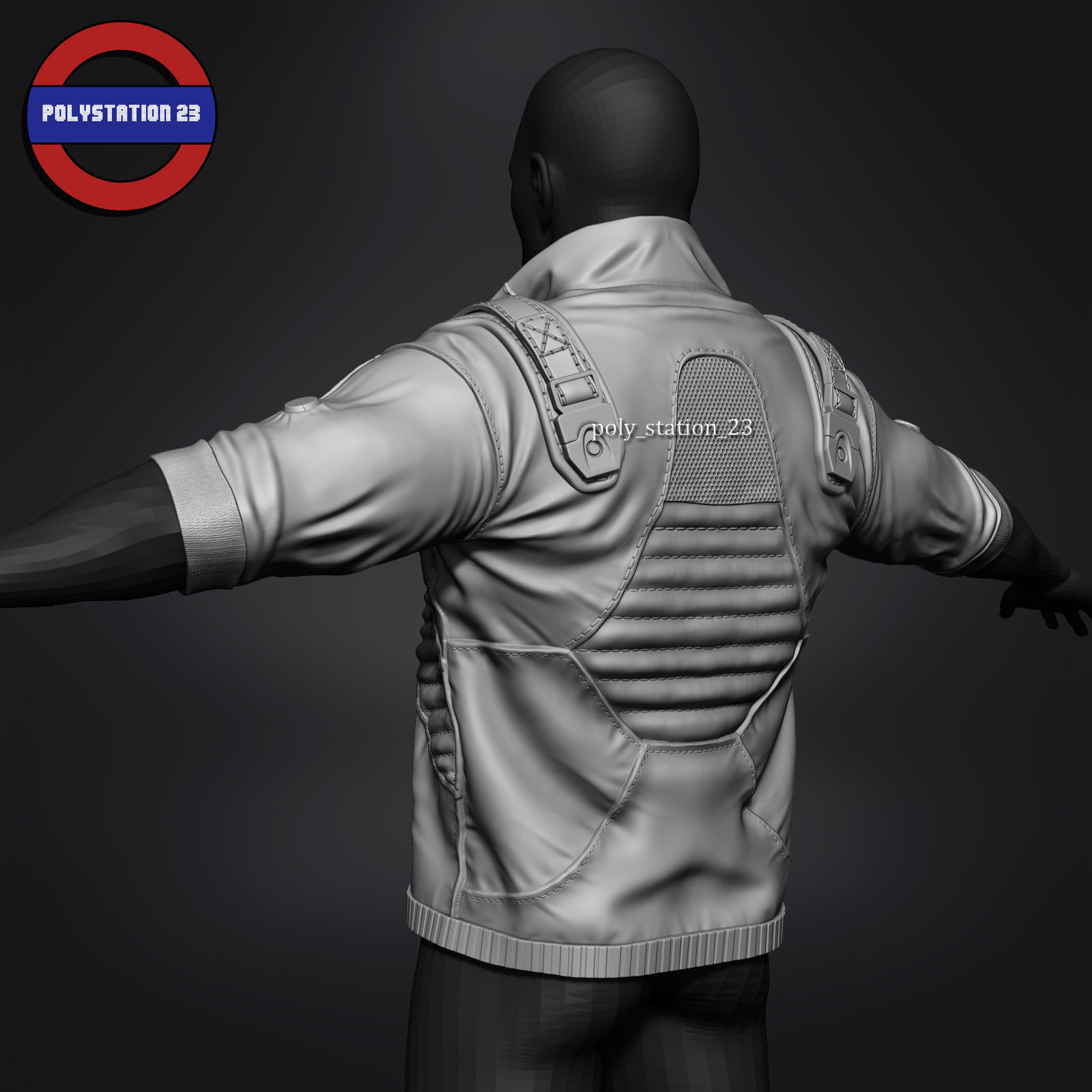 sci fi jacket v1 zbrush highpoly sculpt 3D model_3