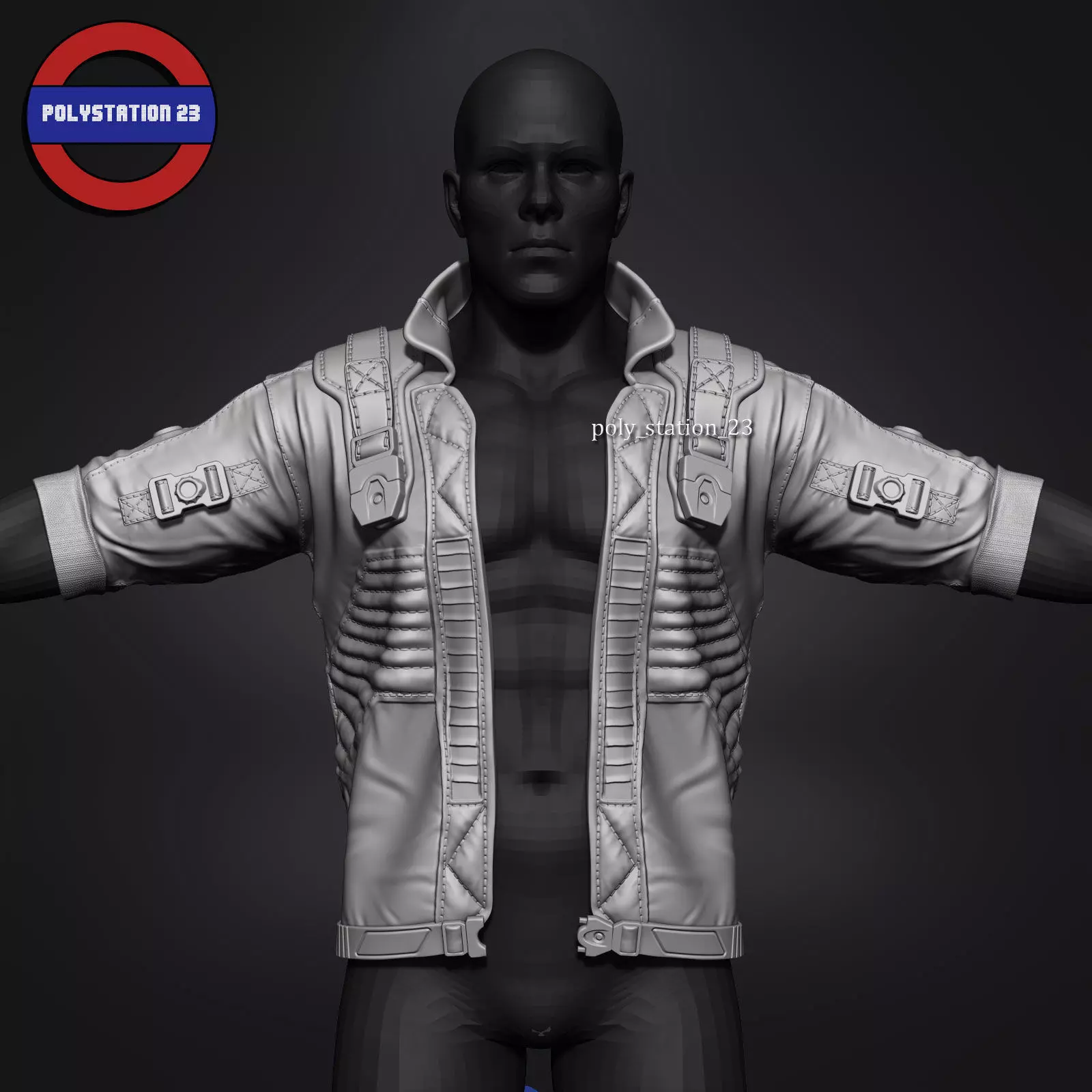 sci fi jacket v1 zbrush highpoly sculpt 3D model_0