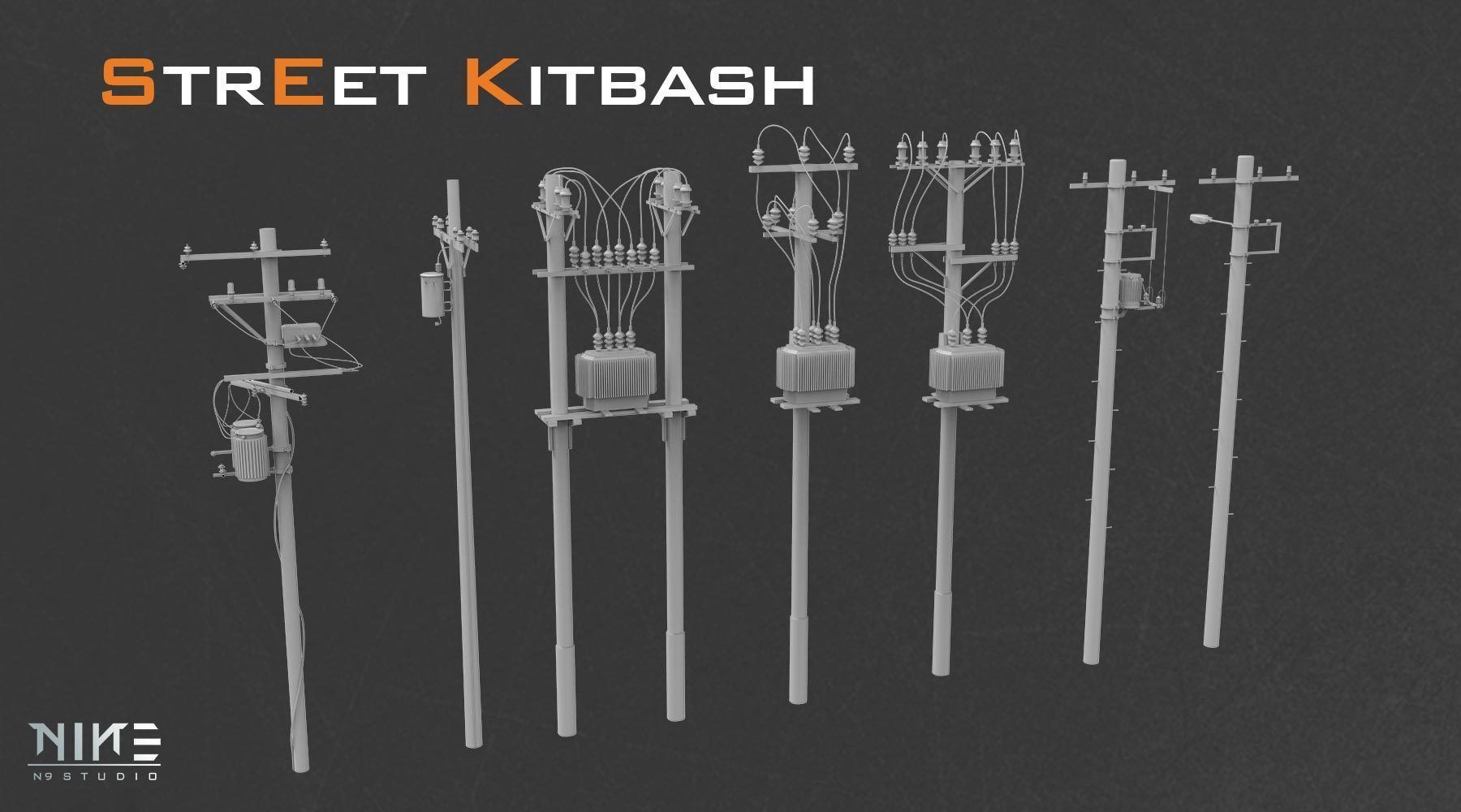 Street Kitbash 3D model_6