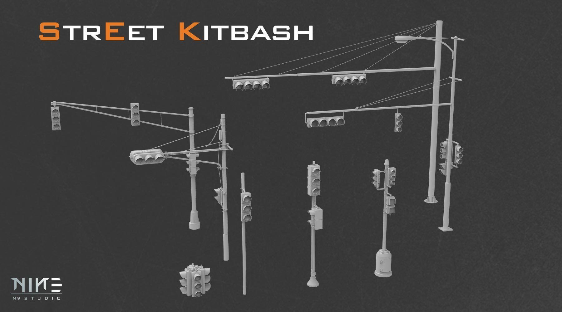 Street Kitbash 3D model_3