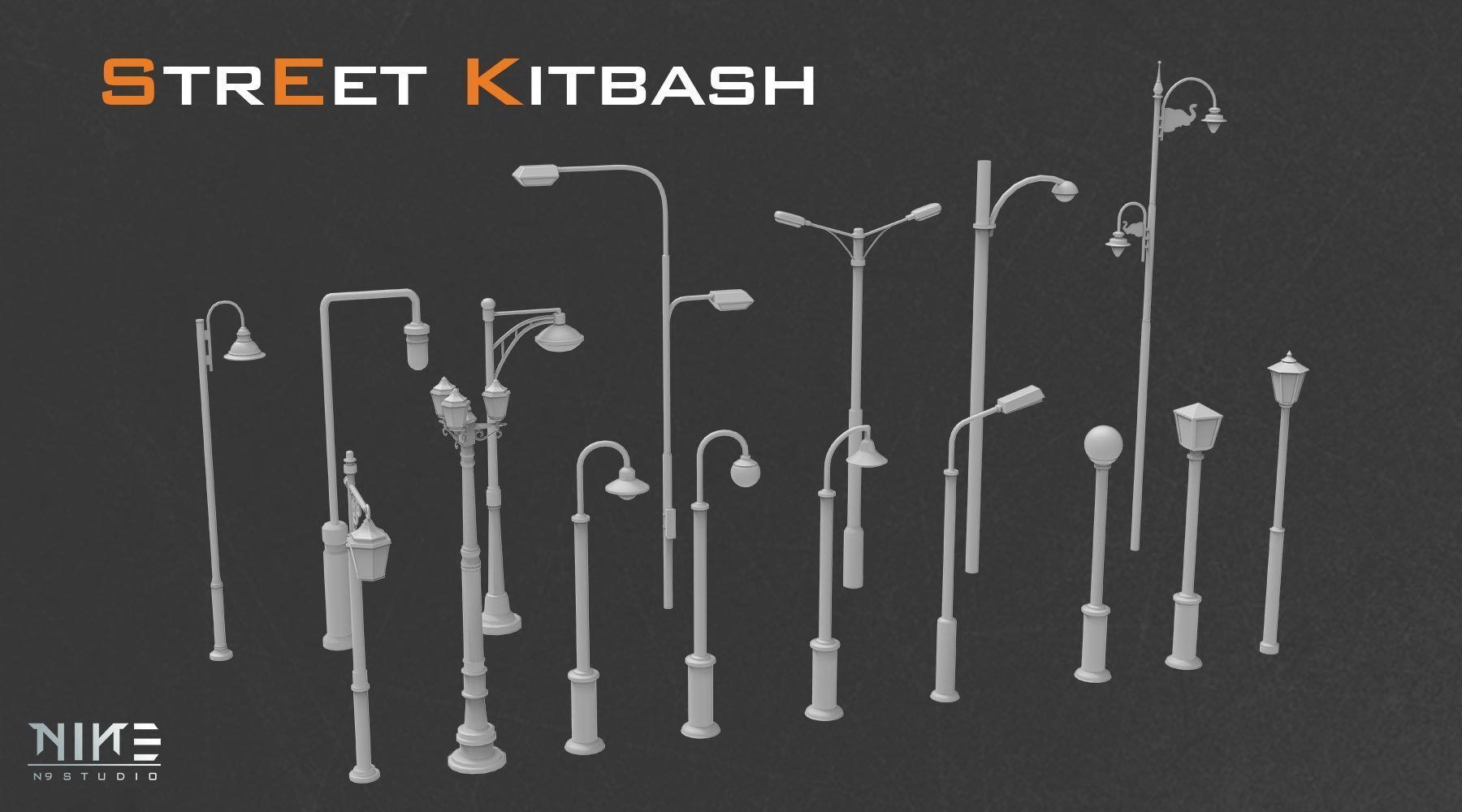 Street Kitbash 3D model_1