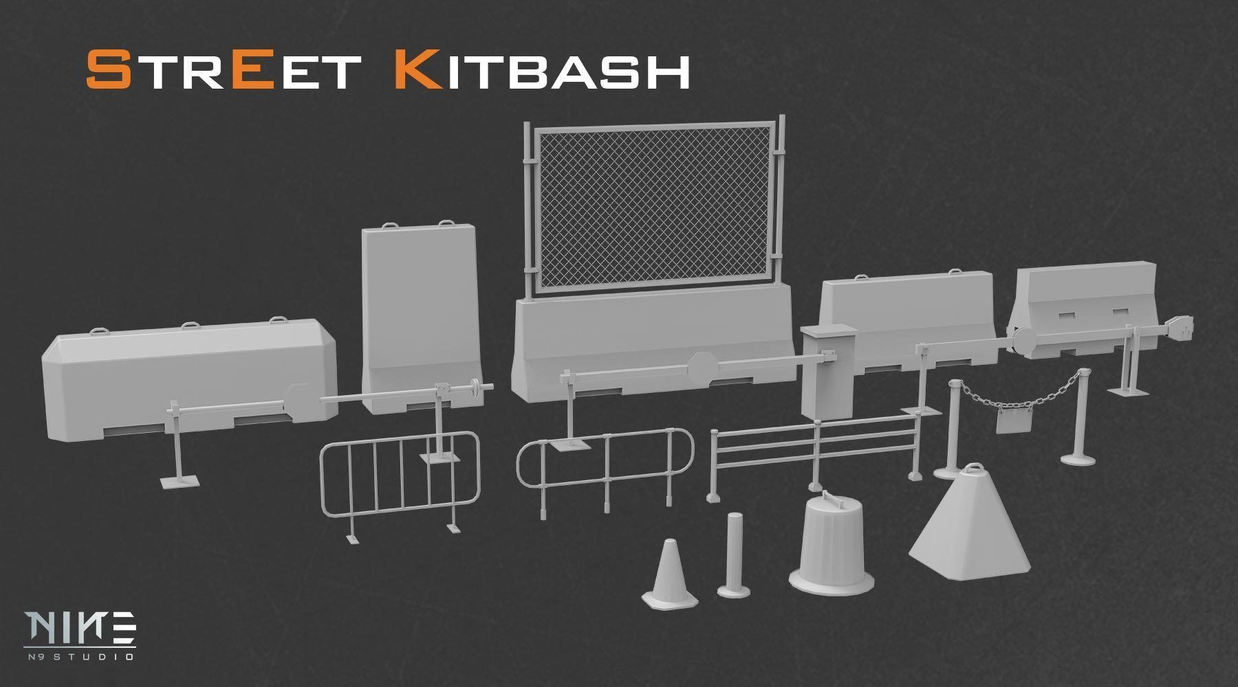 Street Kitbash 3D model_7