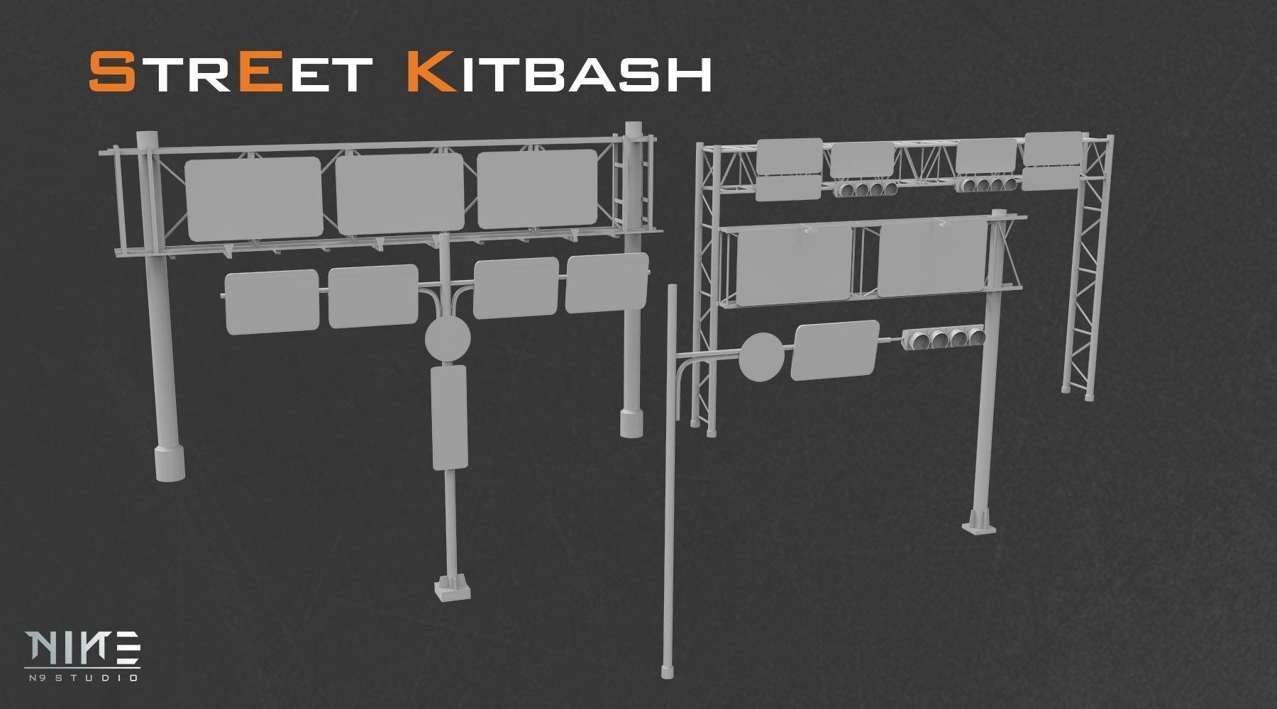 Street Kitbash 3D model_10