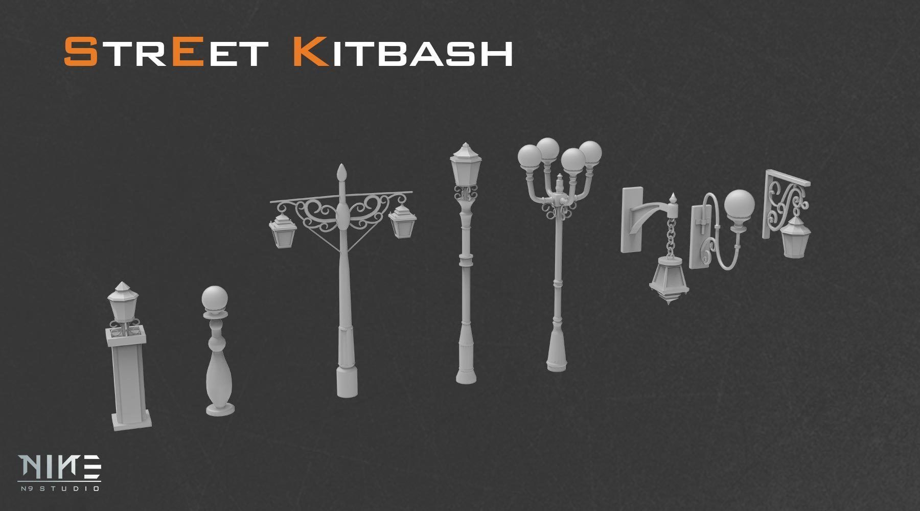 Street Kitbash 3D model_2