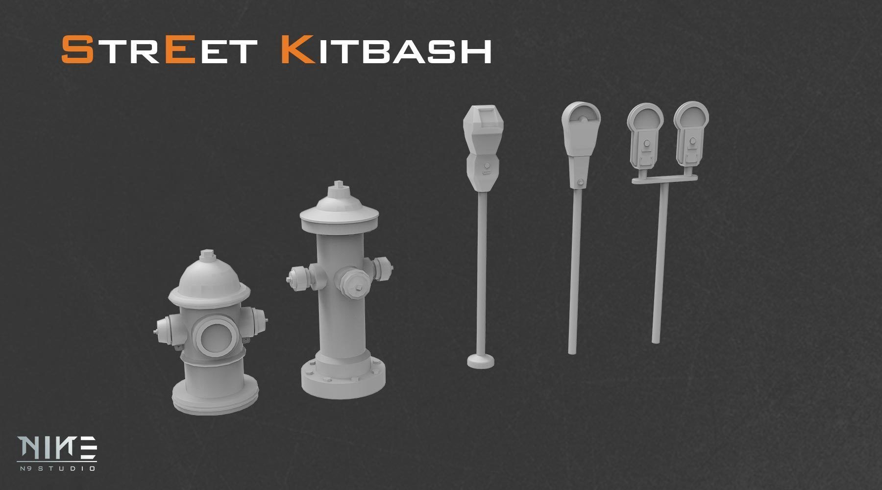 Street Kitbash 3D model_14