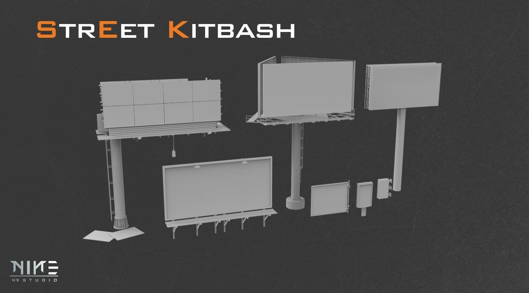 Street Kitbash 3D model_8