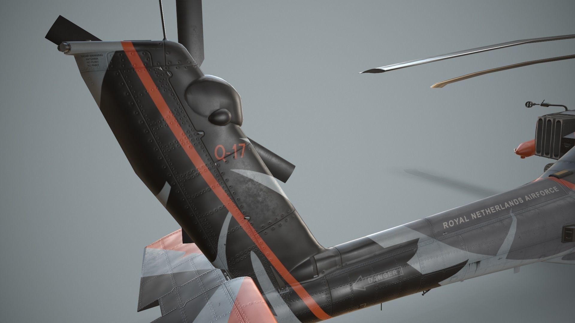 Apache AH-64D Royal Netherlands Airforce Static Low-poly 3D model_12