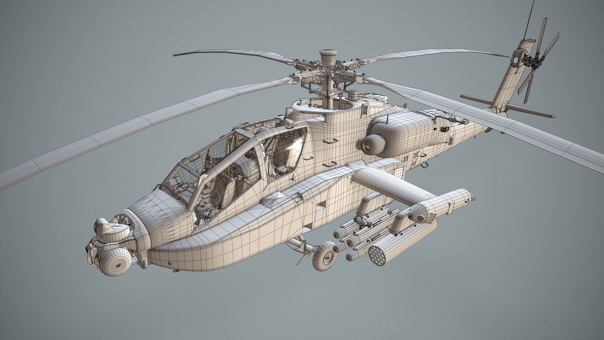 Apache AH-64D Royal Netherlands Airforce Static Low-poly 3D model_21