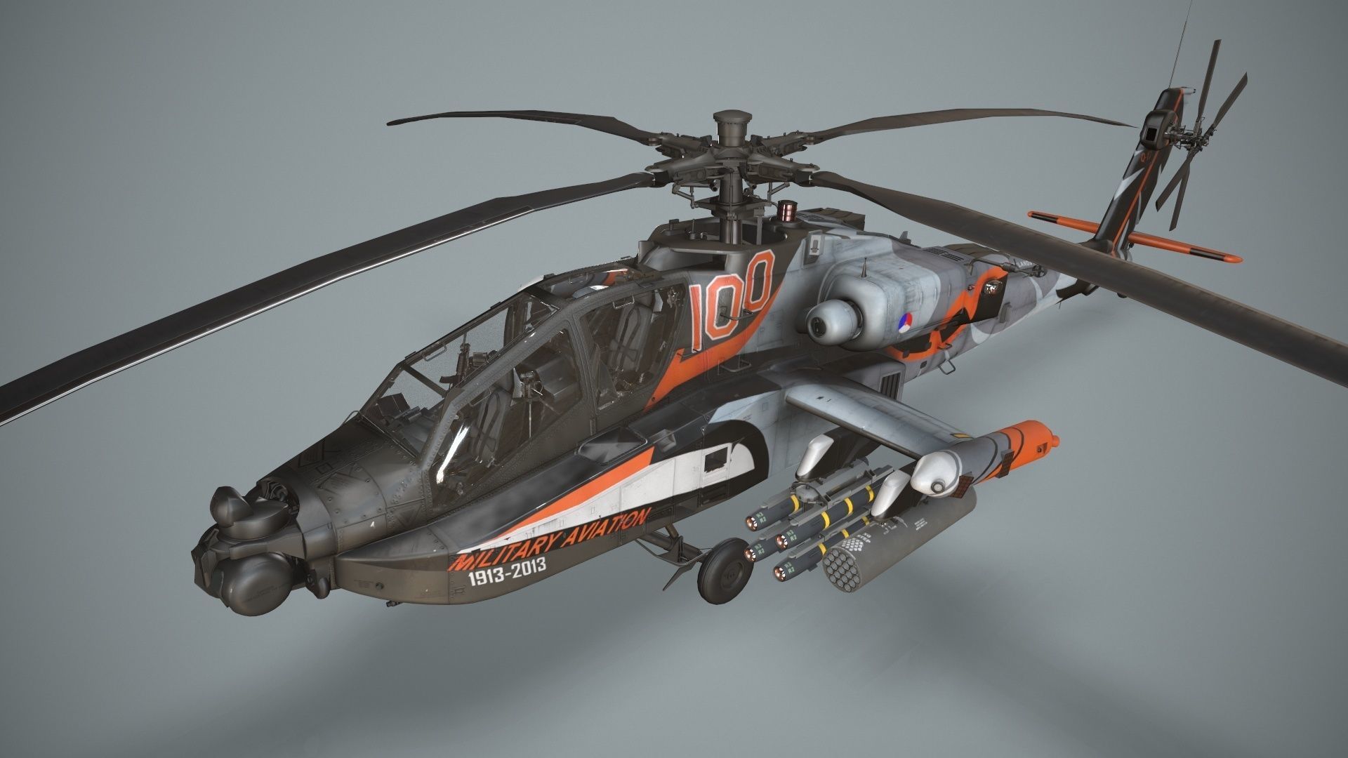 Apache AH-64D Royal Netherlands Airforce Static Low-poly 3D model_3