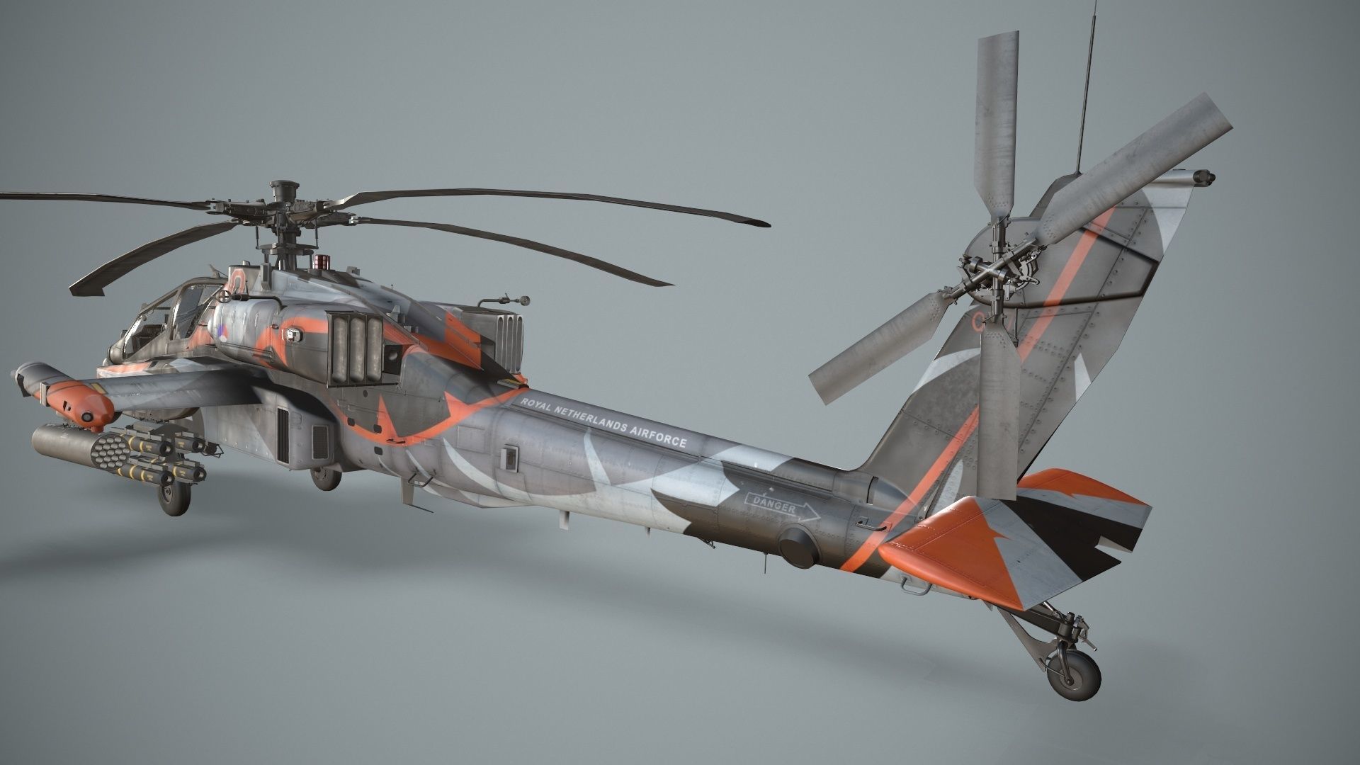 Apache AH-64D Royal Netherlands Airforce Static Low-poly 3D model_5