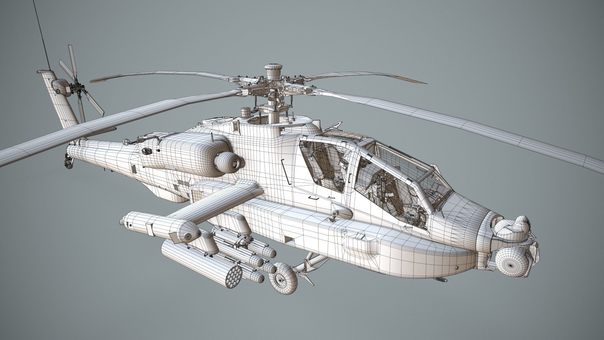 Apache AH-64D Royal Netherlands Airforce Static Low-poly 3D model_25