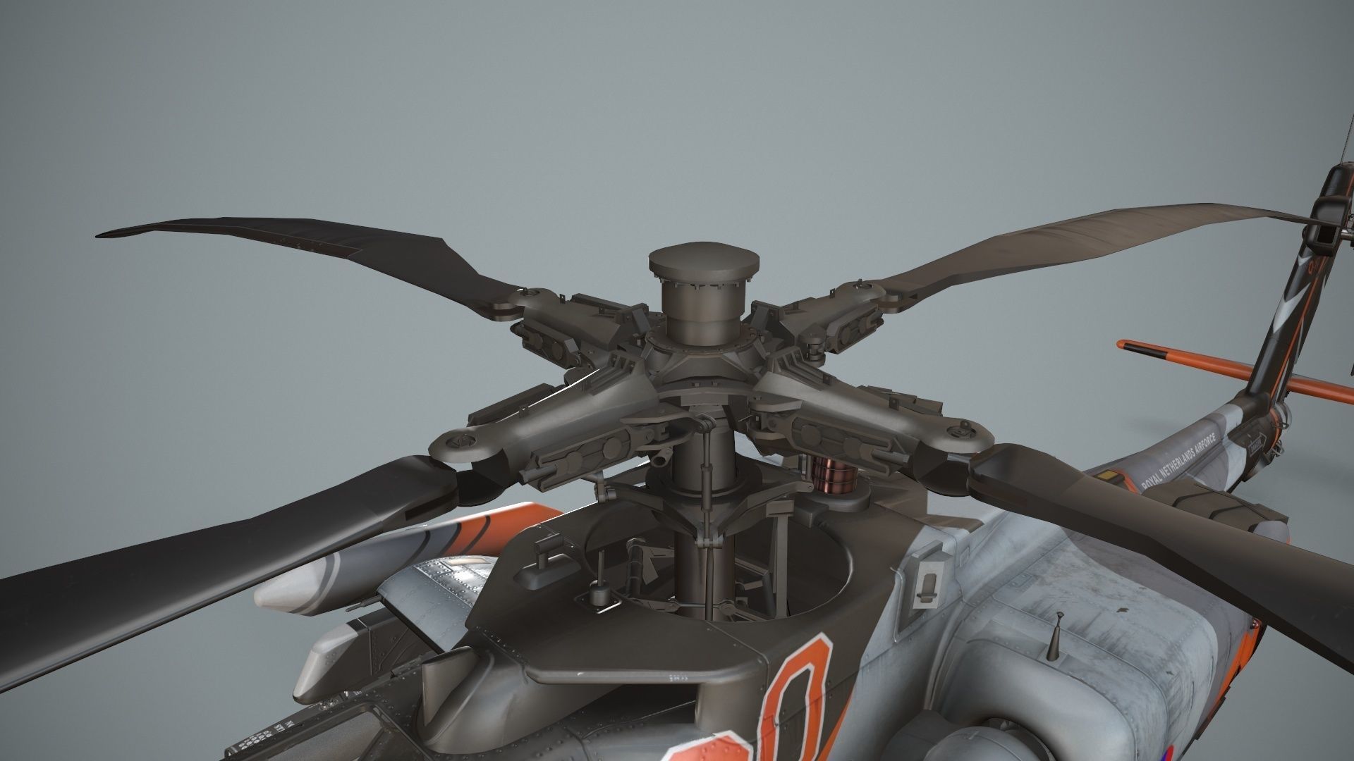 Apache AH-64D Royal Netherlands Airforce Static Low-poly 3D model_11