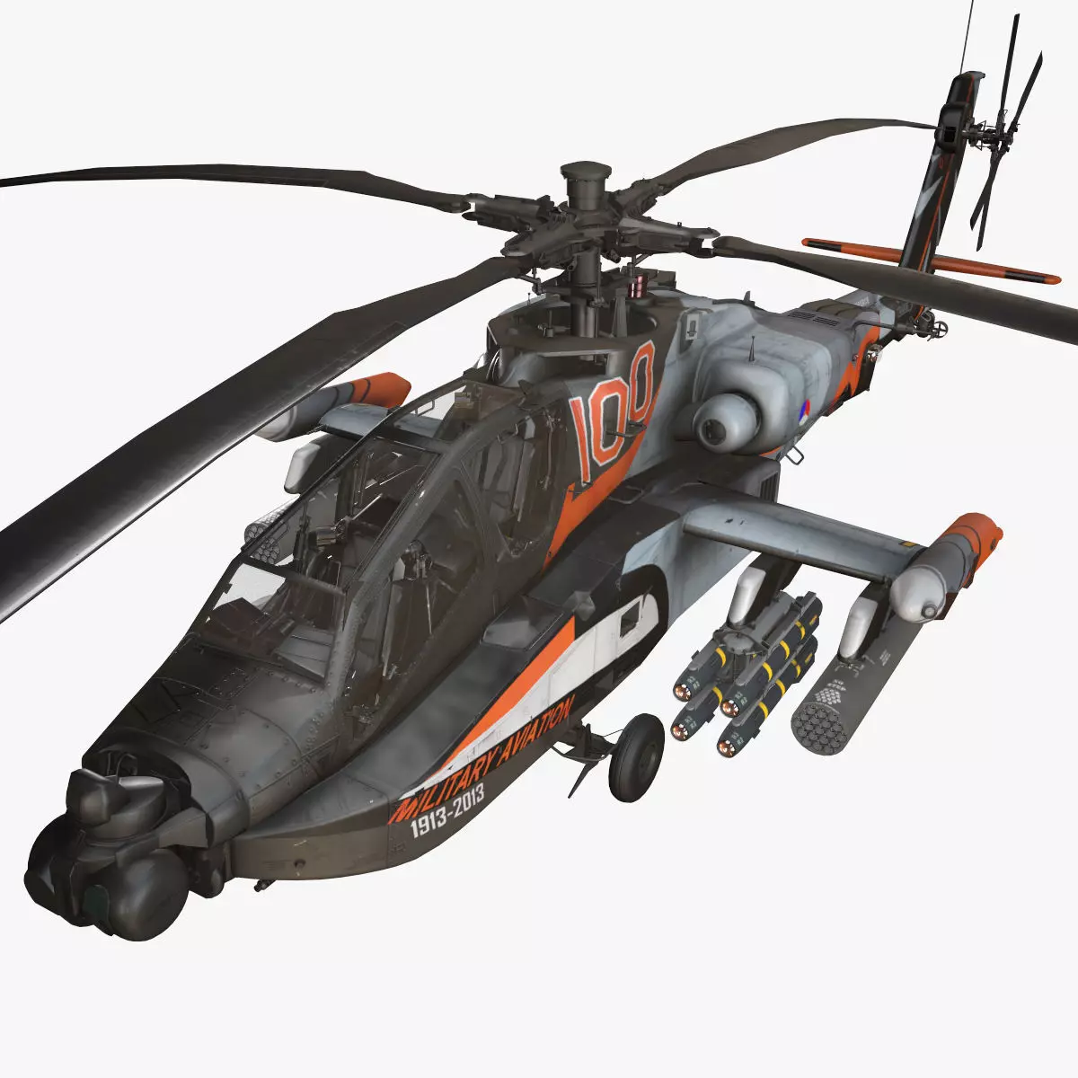 Apache AH-64D Royal Netherlands Airforce Static Low-poly 3D model_0